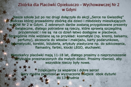 Zbiorka dla Placówki Opiekuńczo-Wychowawczej nr 2 w Gdyni 