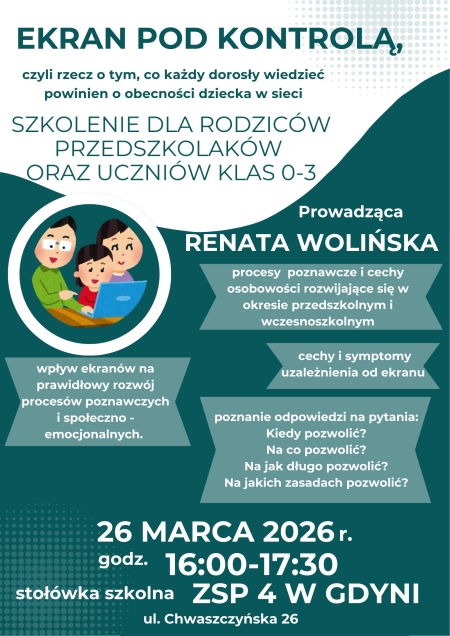 Szkolenie dla rodziców przedszkolaków oraz uczniów klas 0-3