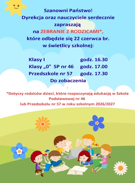 ZAPROSZENIE NA ZEBRANIE Z RODZICAMI 